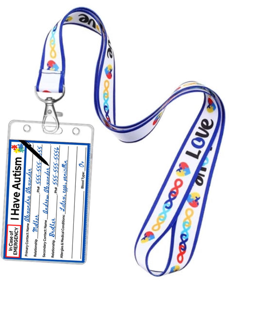 Lanyard Infinito Azul con targeta de info